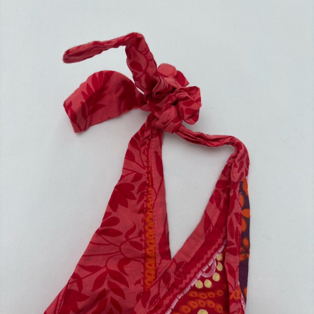 Nwt Angie Red Bohemian Hippie V-Neck Maxi Dress Tie Shoulders — image 8 of 8